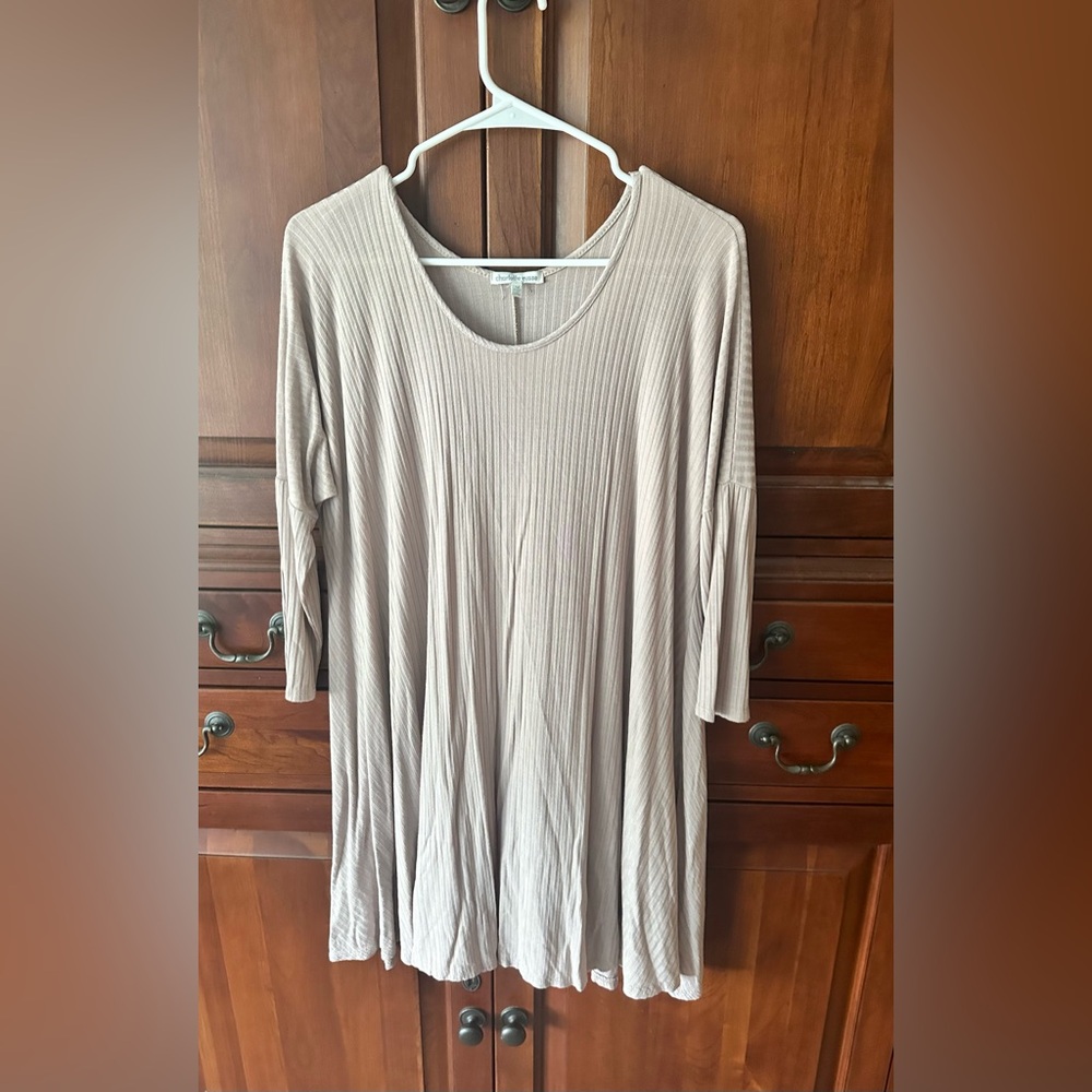 Tan/Brown Ribbed Dress
